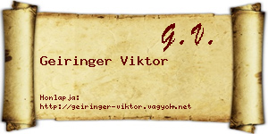 Geiringer Viktor névjegykártya